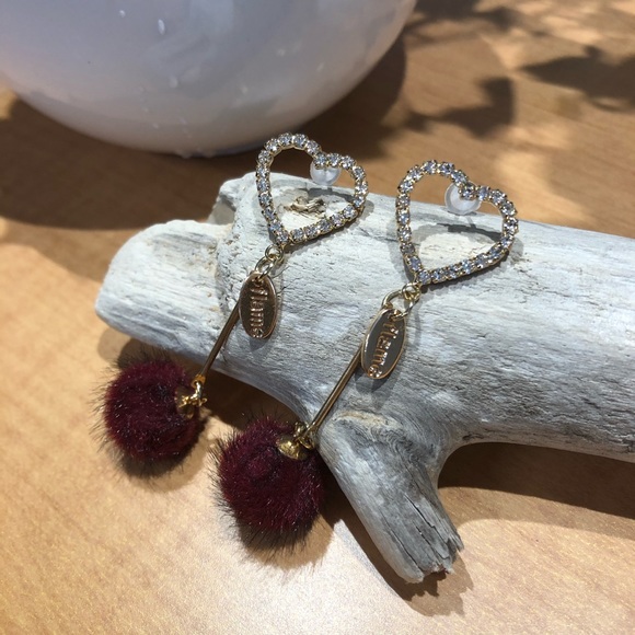 Sparkle heart puff drop earrings - Picture 2 of 4